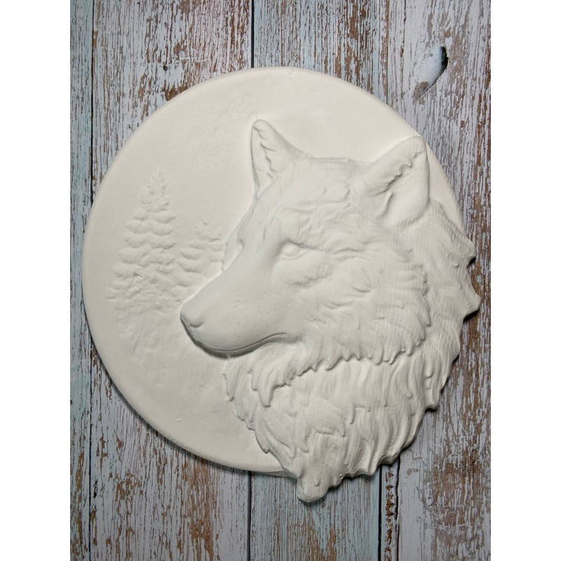 Декоративное панно из гипса Волк