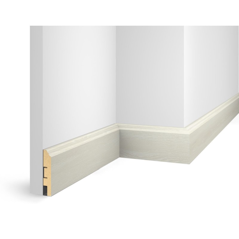 Плинтус 80x16x2400 мм, груша Белая, иск. шпон, EP07 в Казани