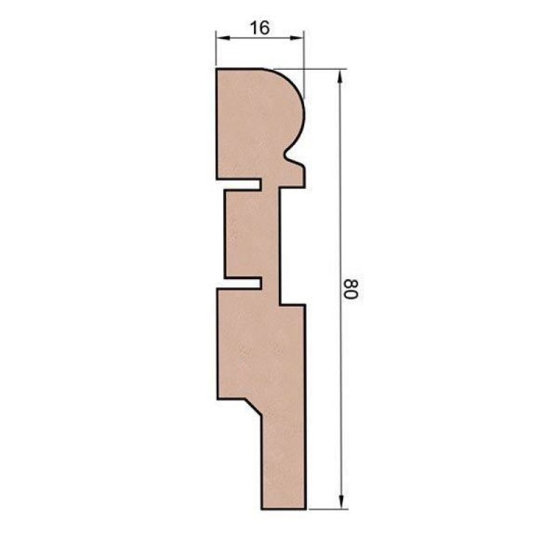 Плинтус под покраску AP28, белый, с пазом под 20 молдинг, 80x16x2400 мм, МДФ в Казани