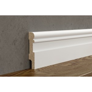 Плинтус под покраску AP28, белый, с пазом под 20 молдинг, 80x16x2400 мм, МДФ