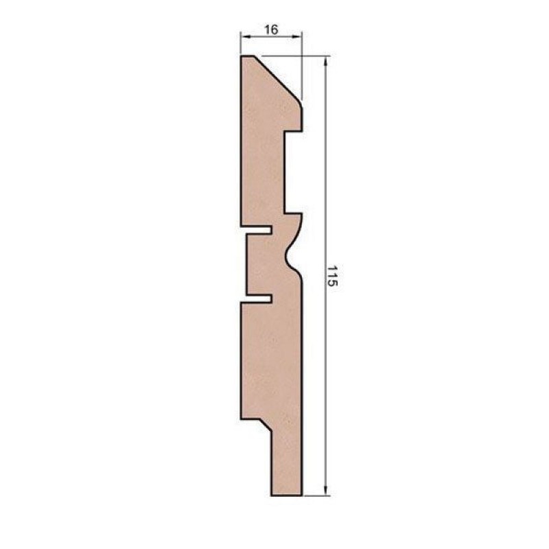 Плинтус под покраску AP30, белый, с пазом под 20 молдинг, 115x16x2400 мм, МДФ в Казани