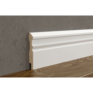 Плинтус под покраску AP30, белый, с пазом под 20 молдинг, 115x16x2400 мм, МДФ