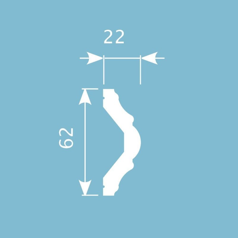 Молдинг М22, 62х22, 2000мм, Экополимер/15 в Казани