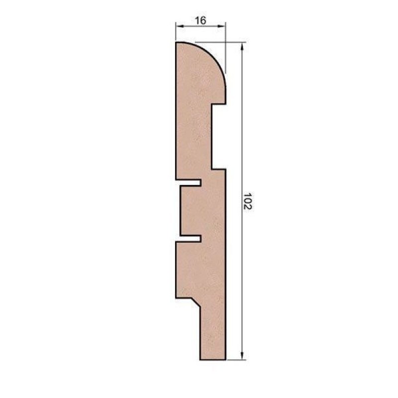 Плинтус под покраску AP29, белый, с пазом под 20 молдинг, 102x16x2400 мм, МДФ в Казани