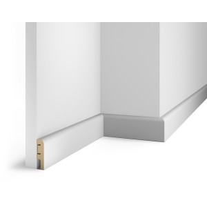 Плинтус под покраску, белый, 60x16x2400 мм, с пазом, AP02