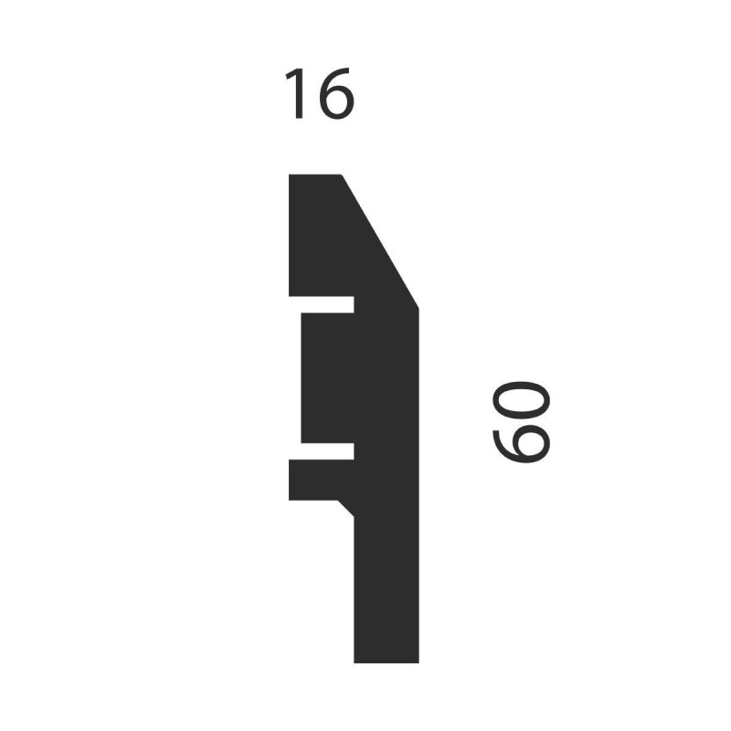 Плинтус под покраску, белый, 60x16x2400 мм, с пазом, AP04 в Казани