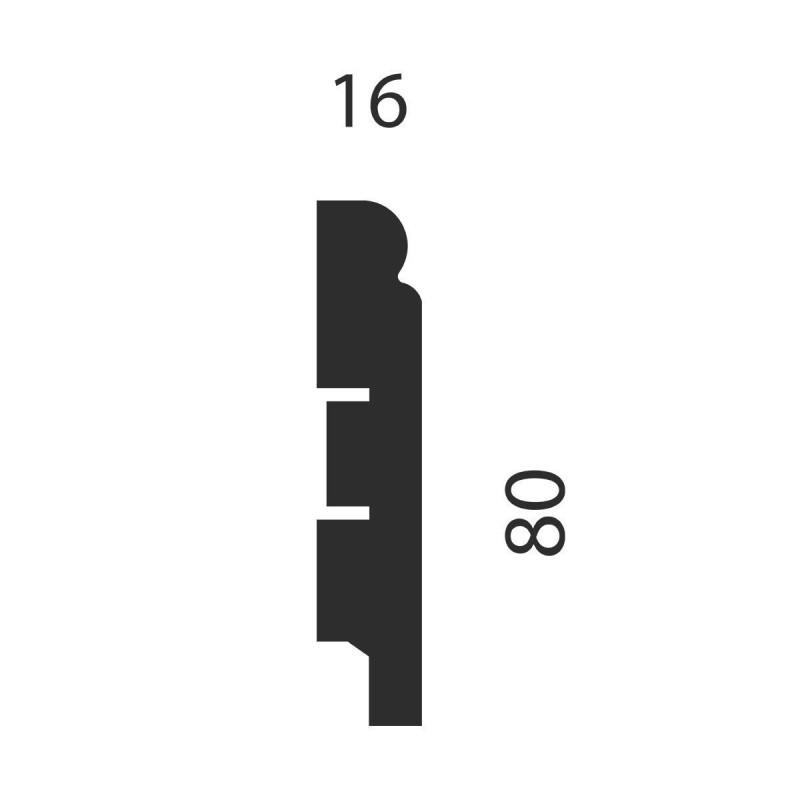 Плинтус под покраску, белый, 80x16x2400 мм, с пазом, AP09 в Казани