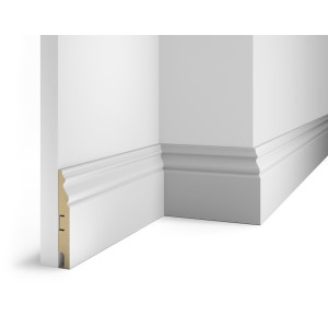 Плинтус под покраску, белый, 125x16x2400 мм, с пазом, AP20