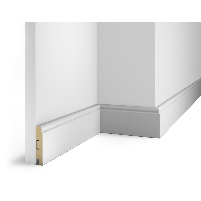 Плинтус под покраску, белый, 80x16x2400 мм, с пазом, AP09 в Казани