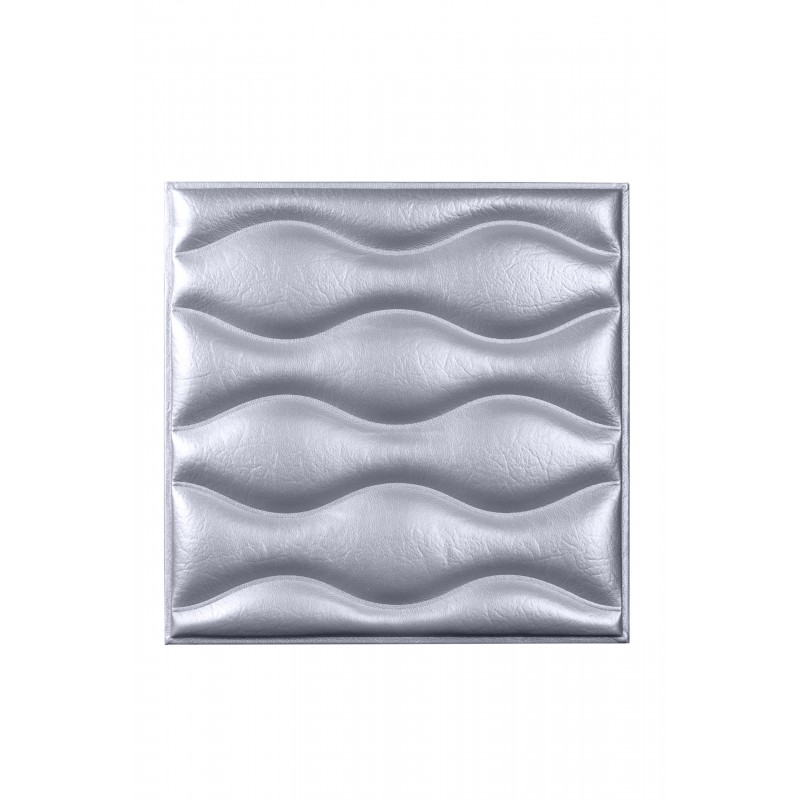 Мягкая стеновая панель из экокожи Wave - Silver