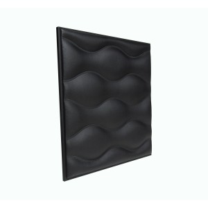 Мягкая стеновая панель из экокожи Wave 400 х 400 мм - Black в Казани