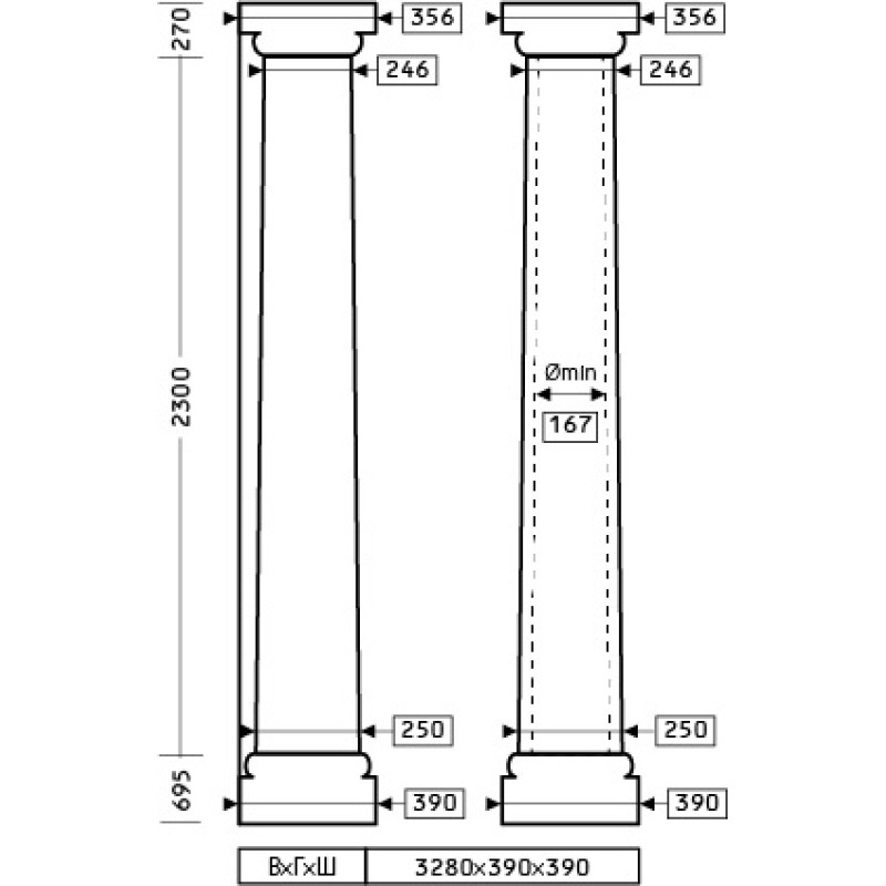 Колонна 1.30.105-дм.250мм в Казани