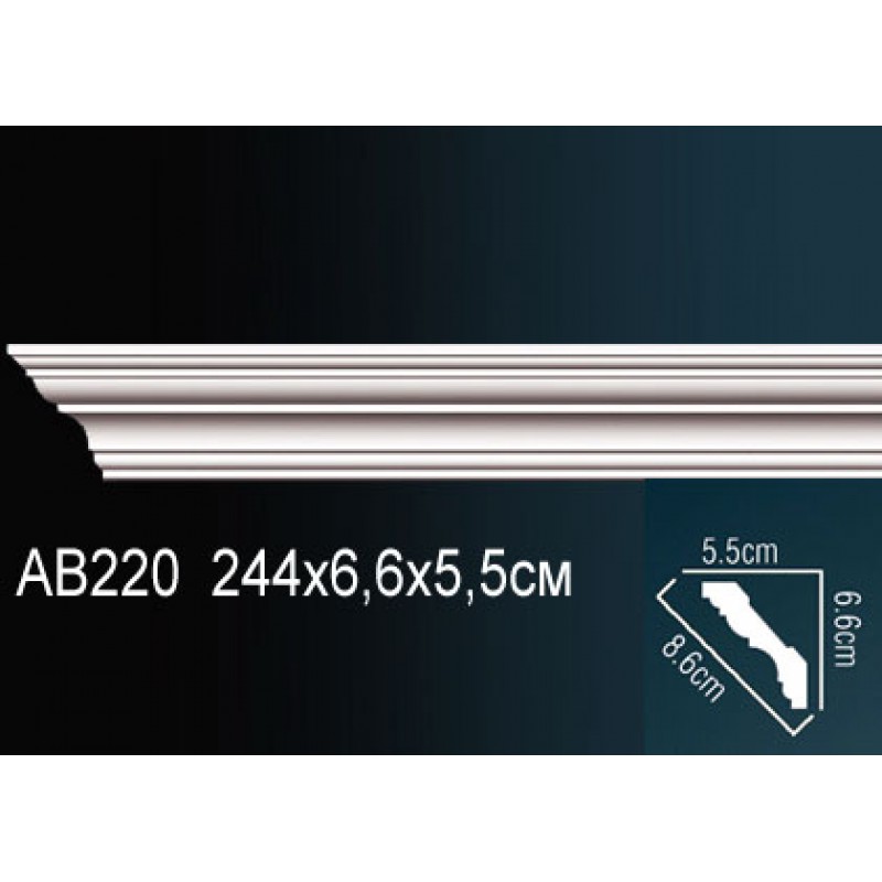 Карниз потолочный гладкий AB220 в Казани