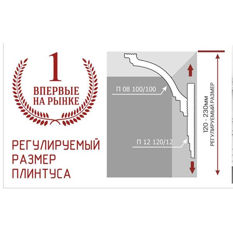 Регулируемый потолочный плинтус П 12 120/12 в Казани