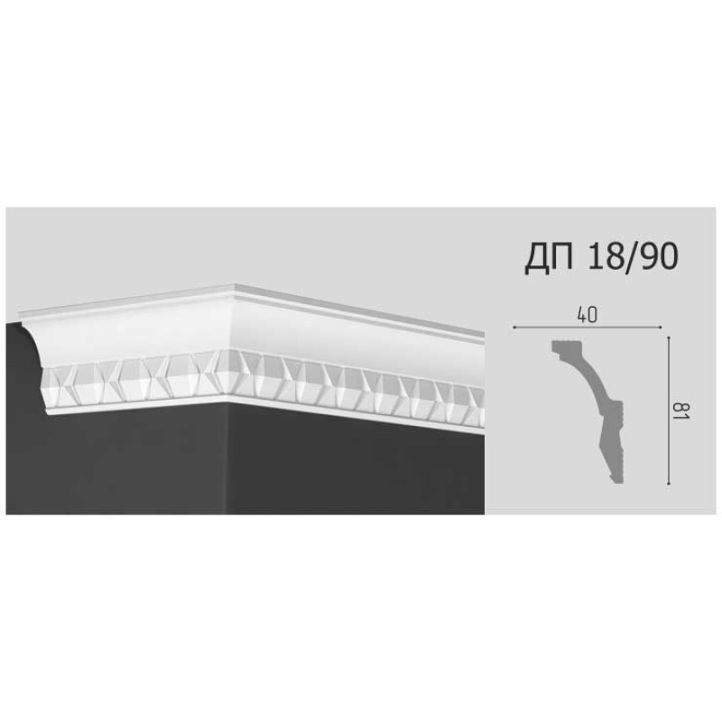 Потолочный плинтус с рисунком ДП 18/90  в Казани