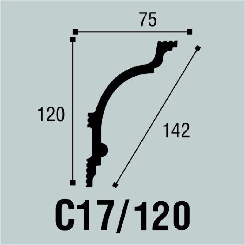 Плинтус потолочный C 17/120 120x75