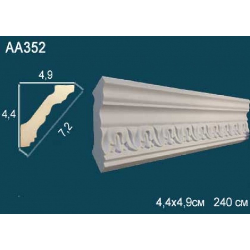 Плинтус потолочный с орнаментом гибкий AA352F в Казани