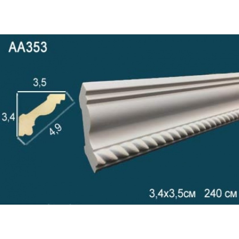 Плинтус потолочный с орнаментом гибкий AA353F в Казани