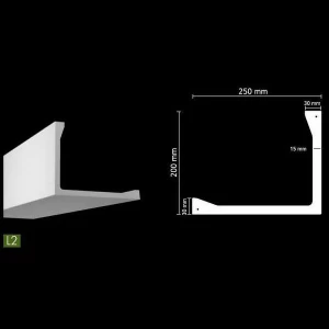 Гладкий потолочный профиль для скрытого освещения. L2
